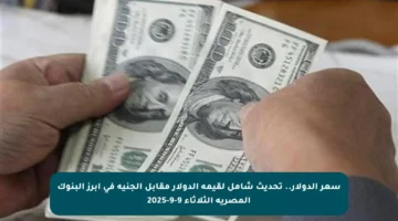 سعر الدولار.. تحديث شامل لقيمة الدولار مقابل الجنيه في أبرز البنوك المصرية الثلاثاء 9-9-2025